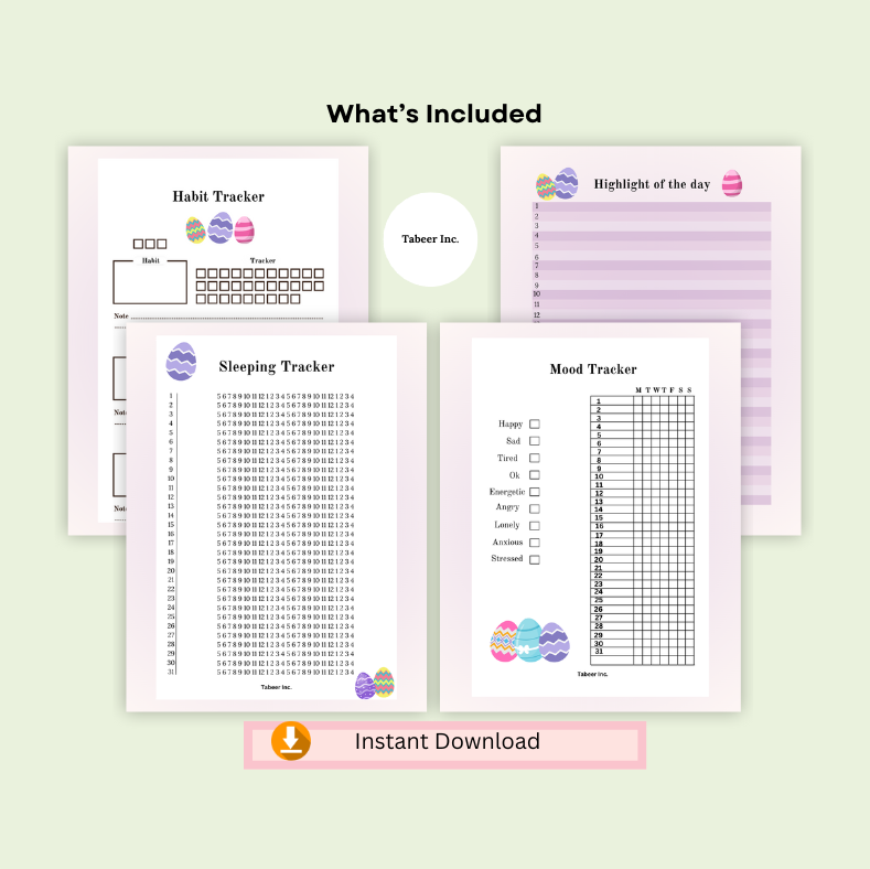 April Journal Bundle - Easter- PRINTABLE Journal Pages - PRE-COLOURED Pages - April Planner - April Agenda - Printable Planner