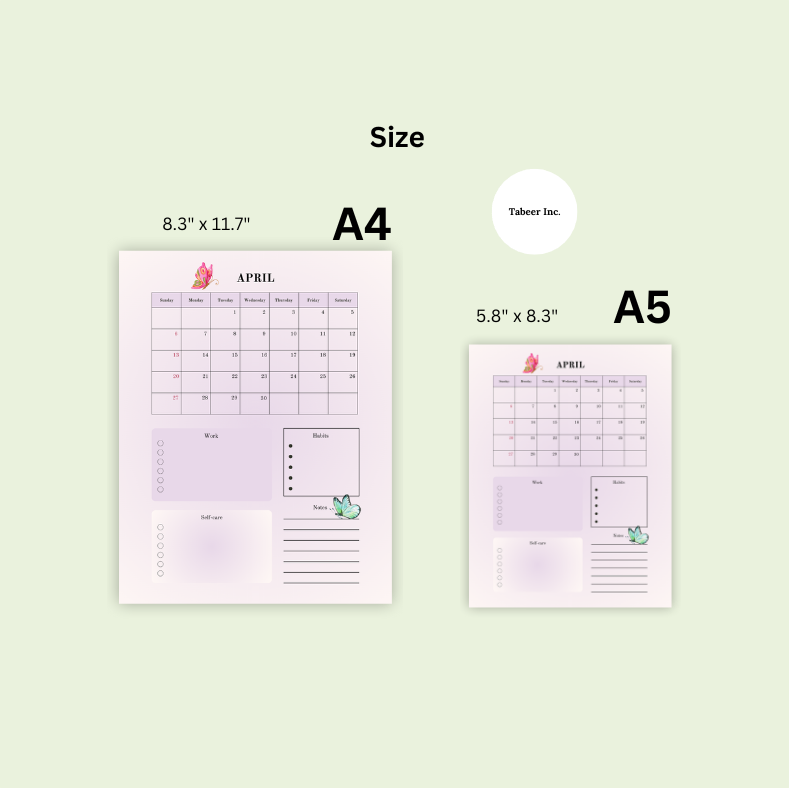 April Journal Bundle - Butterflies- PRINTABLE Journal Pages - PRE-COLOURED Pages - April Planner - April Agenda - Printable Planner