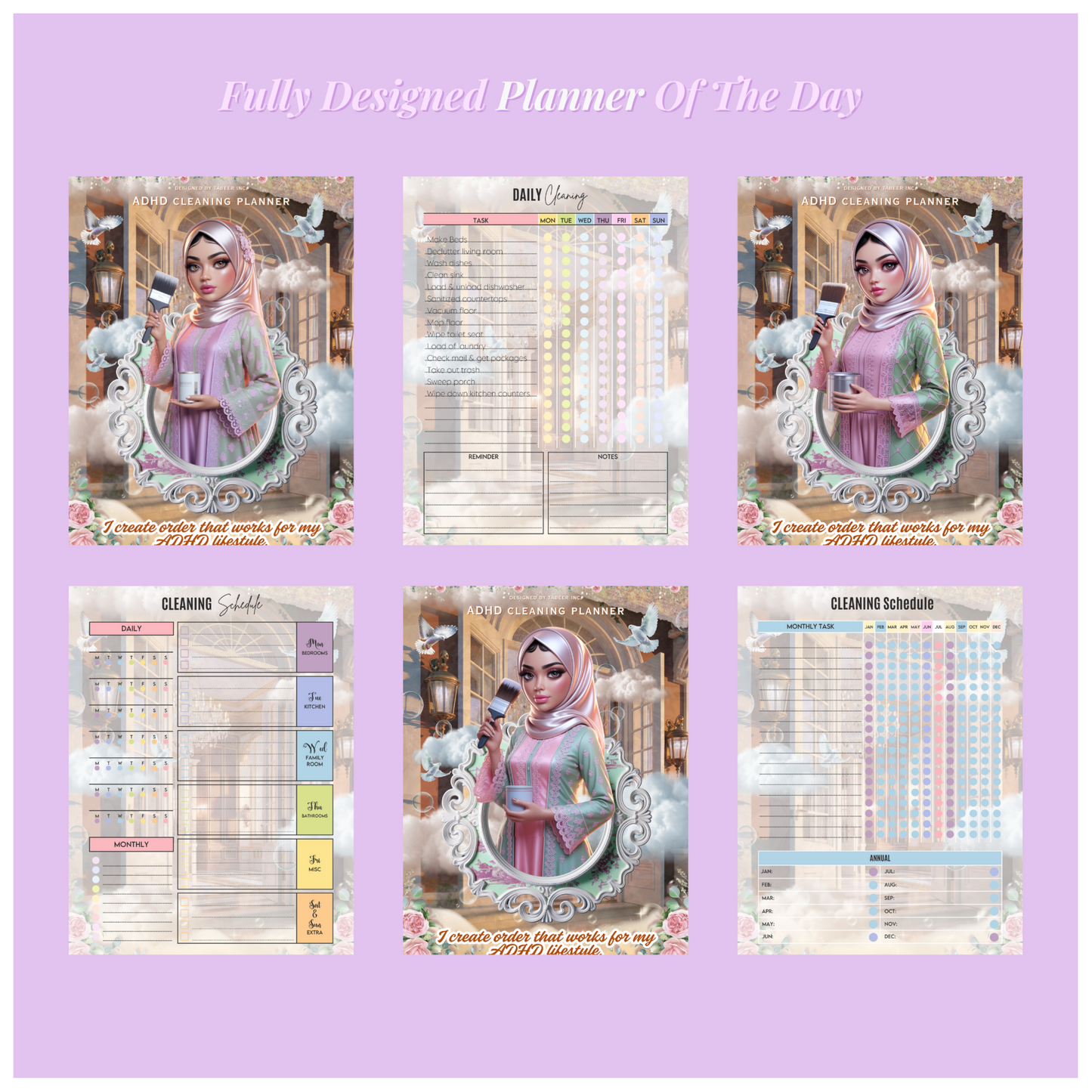 ADHD cleaning planner (PLR) pdf planner daily planner, cleaning planner, cleaning schedule planner