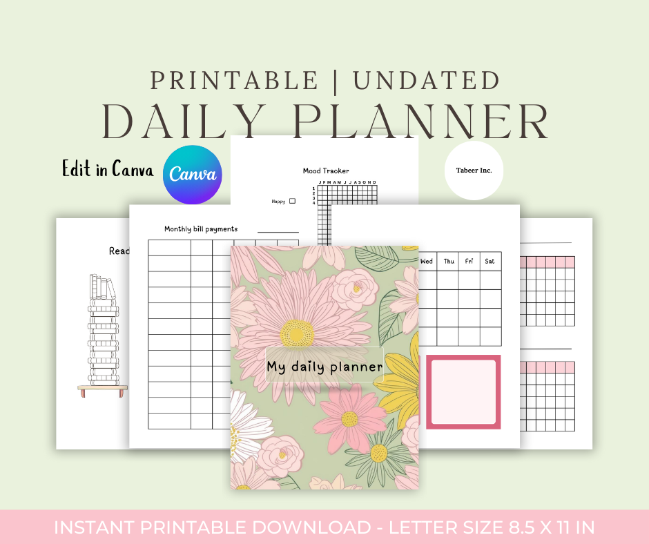 Daily planner printable digital download