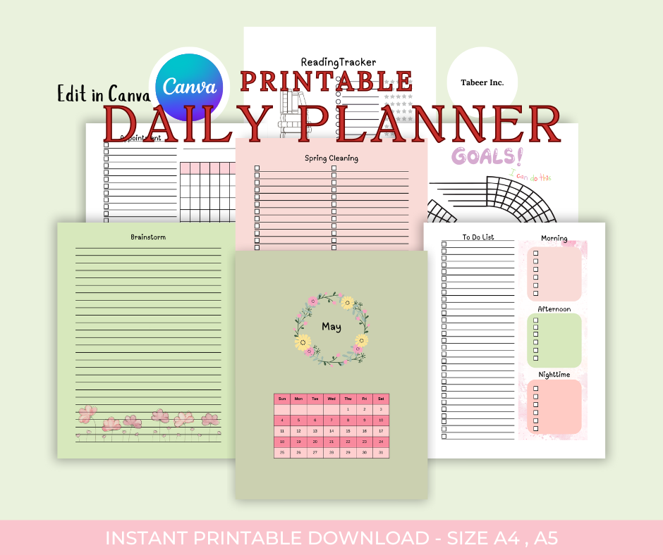 2025 May monthly planner printable and edit in canva