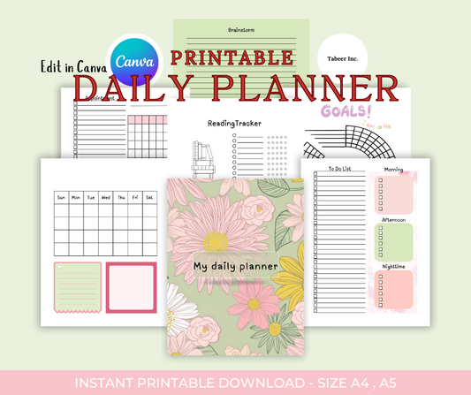 Daily planner printable digital download