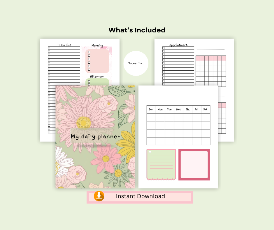 Daily planner printable digital download