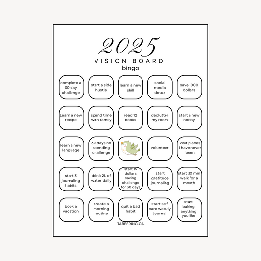 Vision Board Bingo Template Printable 2025 New Year Resolution Tracker Goal Setting Tool Manifestation Motivation Bingo Activity