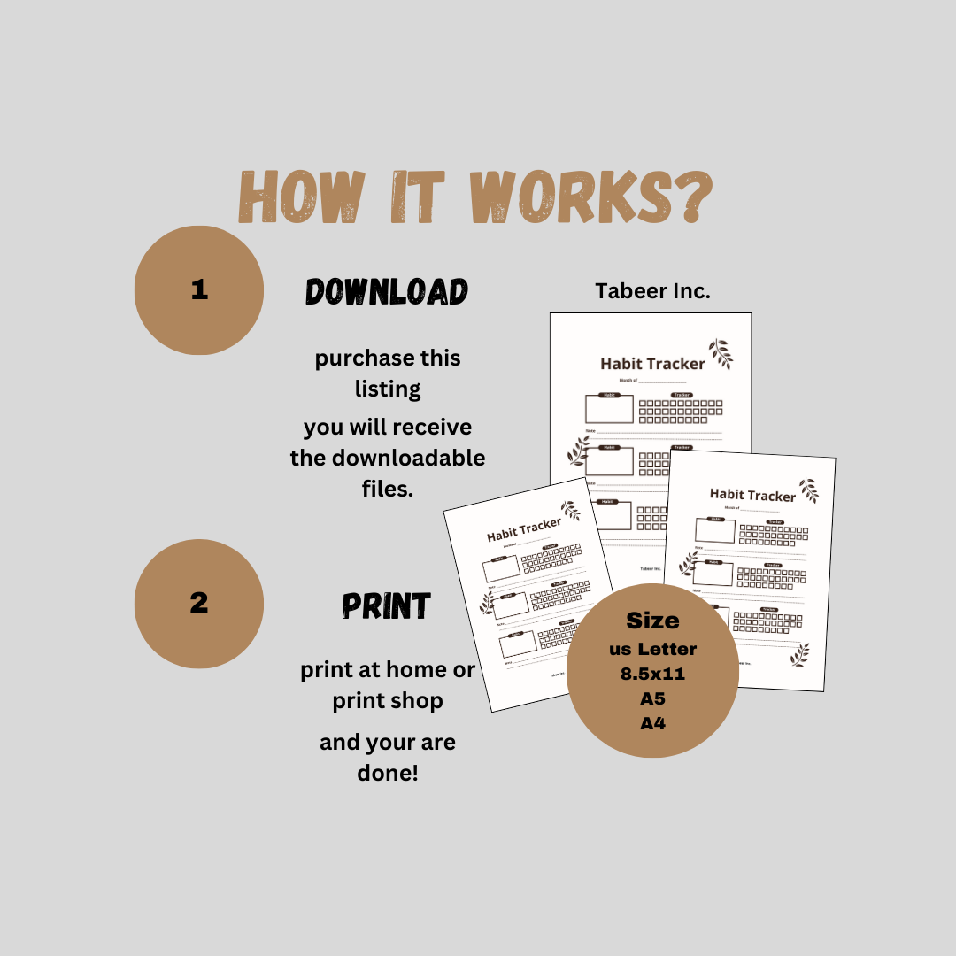 PRINTABLE Journal Page - Planner Page - Daily habit Tracker - Daily Habits Tracker - Monthly Tracker - Daily Rating PDF 8.5 in x 11 in