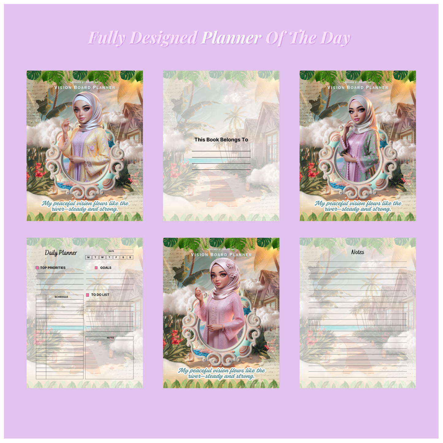 Planner of the Day Fully Designed Digital planner Vision Board Planner (PLR)