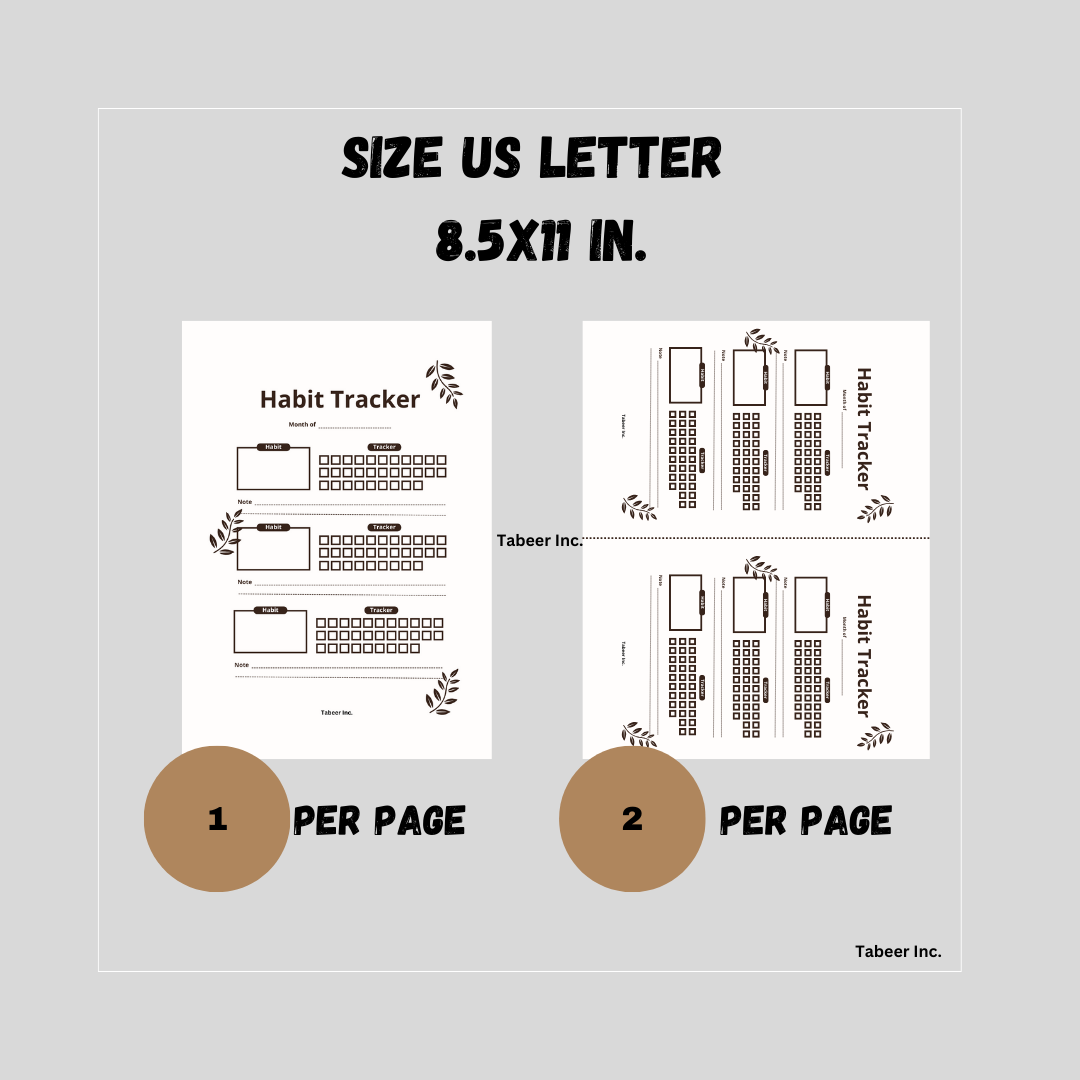 PRINTABLE Journal Page - Planner Page - Daily habit Tracker - Daily Habits Tracker - Monthly Tracker - Daily Rating PDF 8.5 in x 11 in