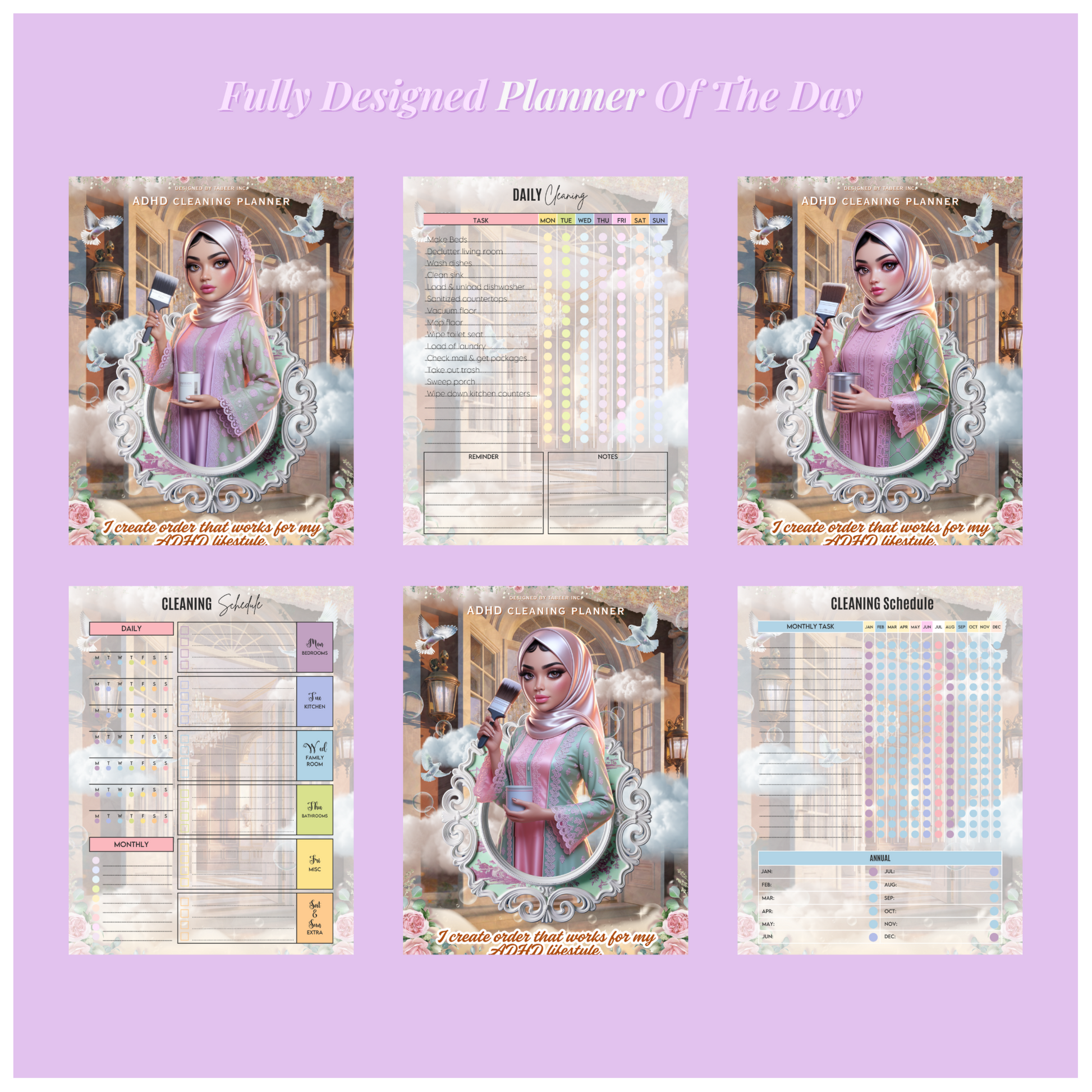ADHD cleaning planner (PLR) pdf planner daily planner, cleaning planner, cleaning schedule planner