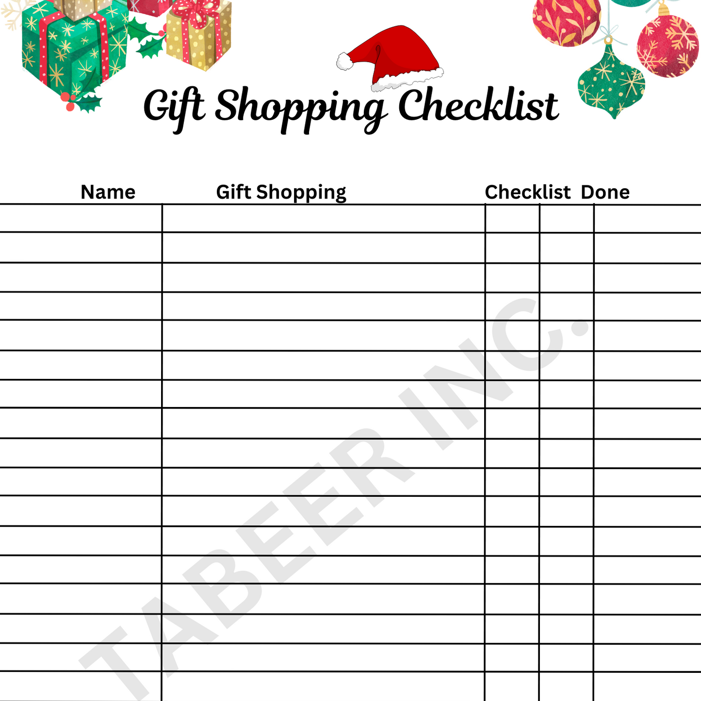 Christmas Shopping List for Christmas Gift List Printable Christmas List for Holiday Shopping, Christmas Planner, Christmas Printable PDF