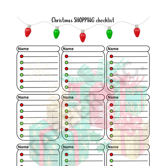 Christmas Shopping List for Christmas Gift List Printable Christmas List for Holiday Shopping, Christmas Planner, Christmas Printable PDF