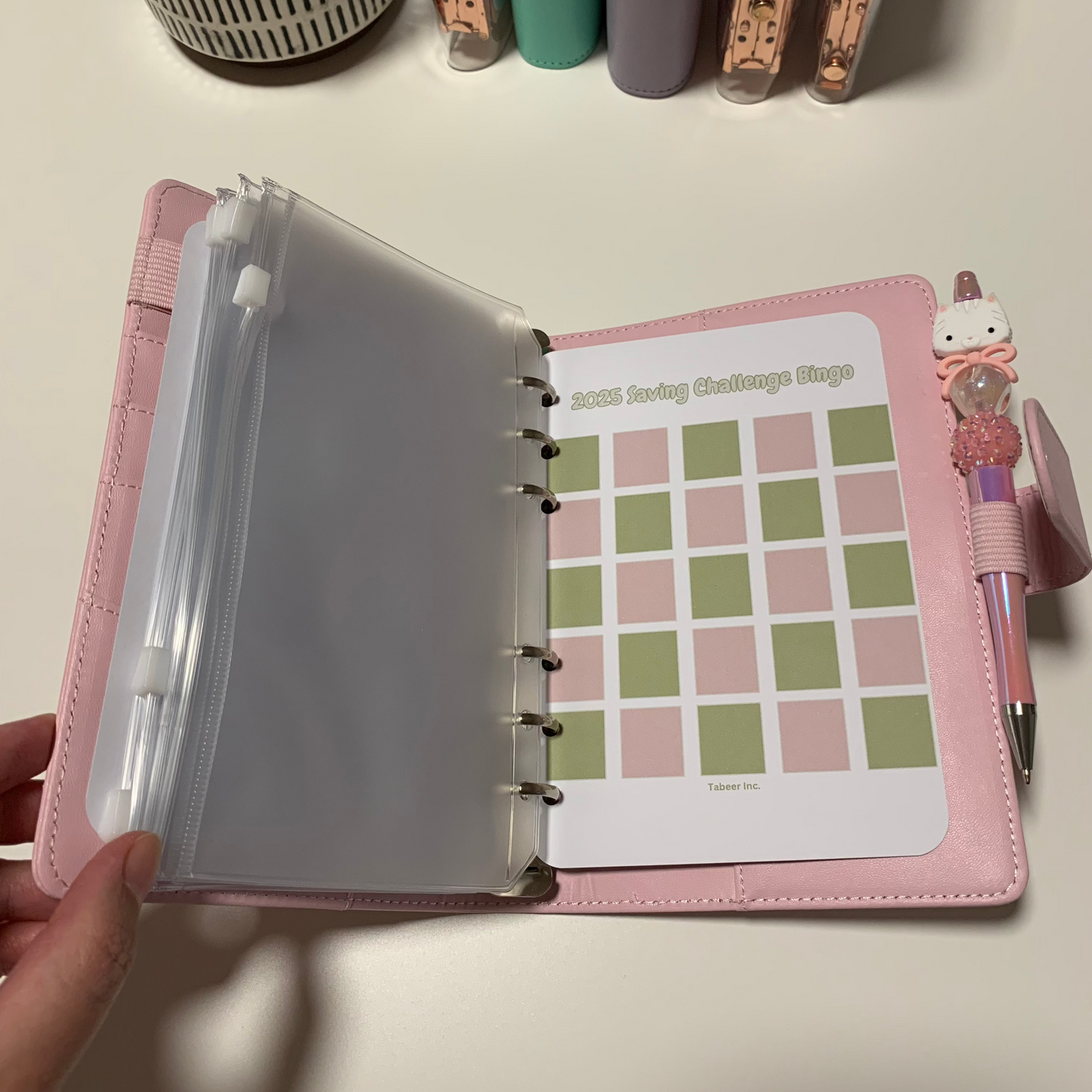 2025 Money Saving Challenge Bingo Pink Binder