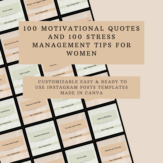 Aesthetic Minimalist Instagram Templates | Motivational Quotes | Stress Management Tips Posts | Canva Editable Templates